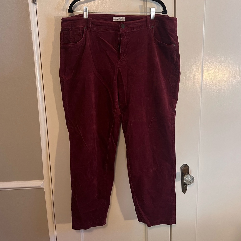 AVA & VIV burgundy Corduroy Pants